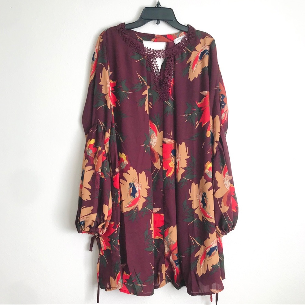 Umgee Choker Lace Floral Fall Dress